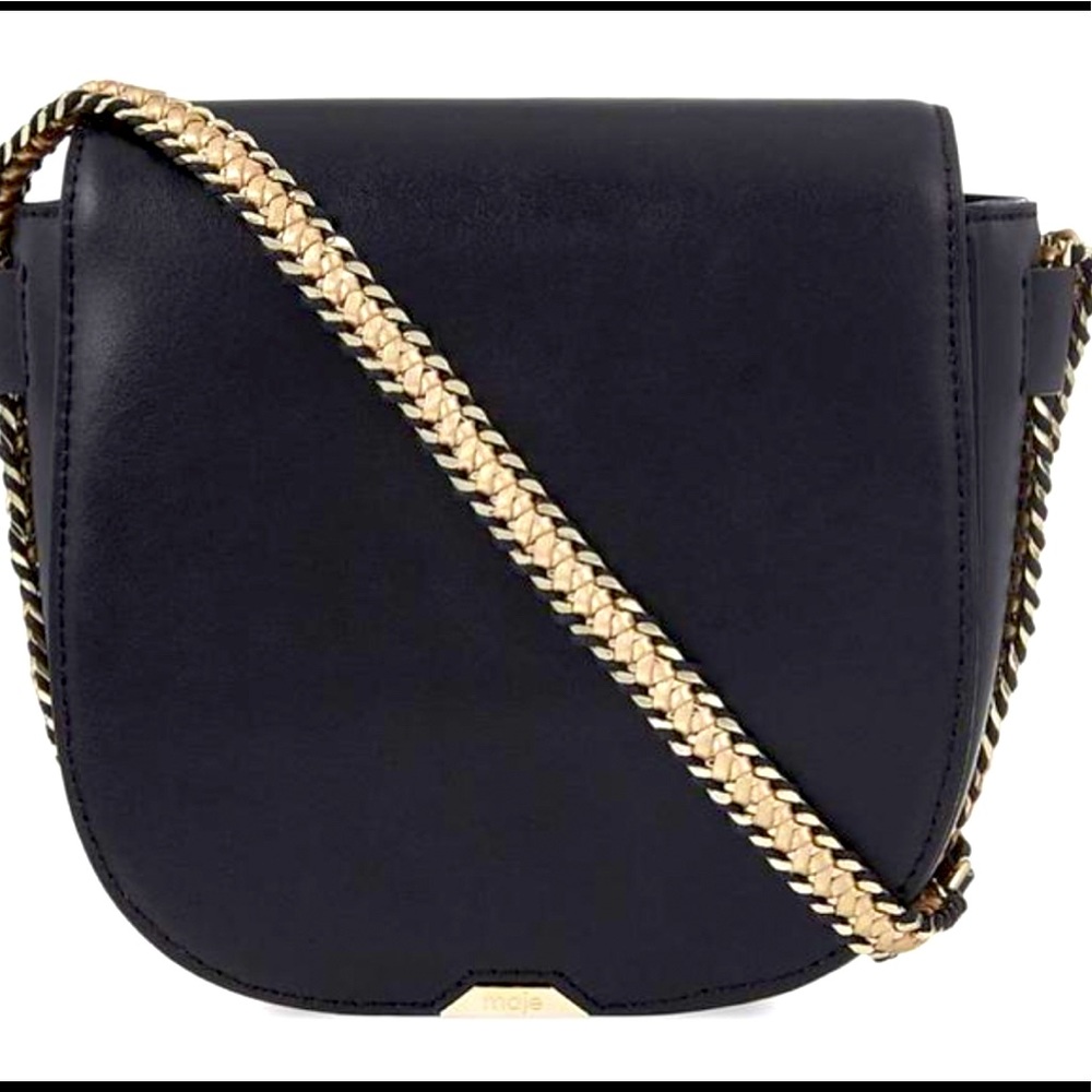 Sharon Black Gold Leather Cross Body Bag